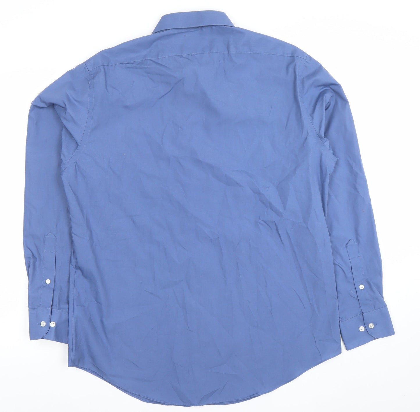 Arrow Men's Blue Athletic Fit Long Sleeve Formal Dress Shirt Size L 42cm