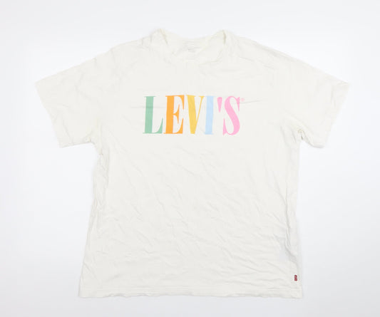 Levi's Women's White Short Sleeve Logo Cotton T-Shirt Size L