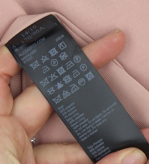 AllSaints Womens Pink Blazer UK14 Single Breasted Tailored Jacket