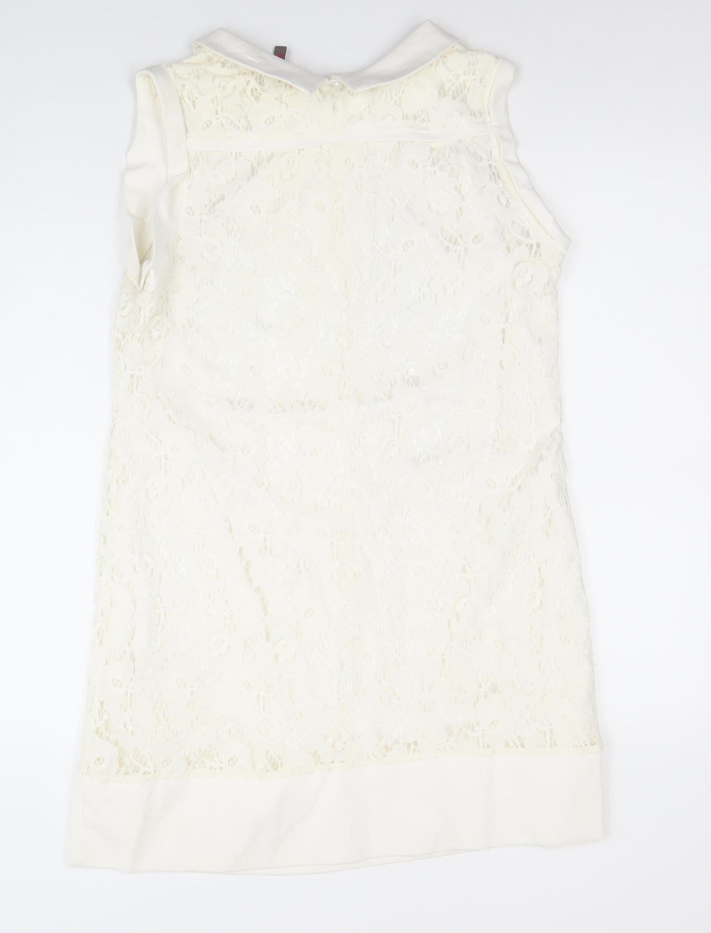 Cherry Design Women Ivory Lace Shift Dress Size 12 Wedding Formal