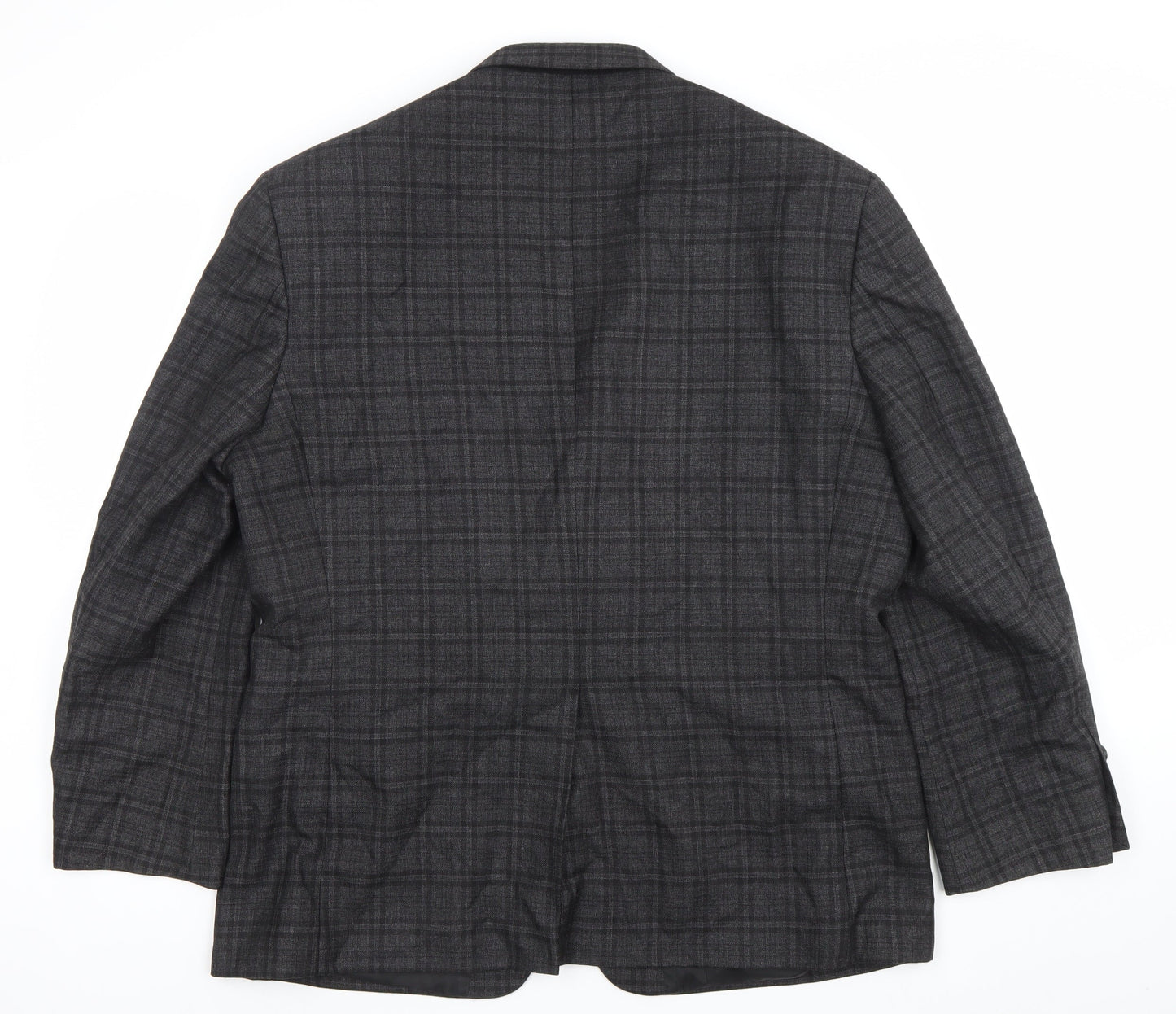 Haggar Men's Grey Checked Blazer 44S Classic Fit Two-Button Jacket