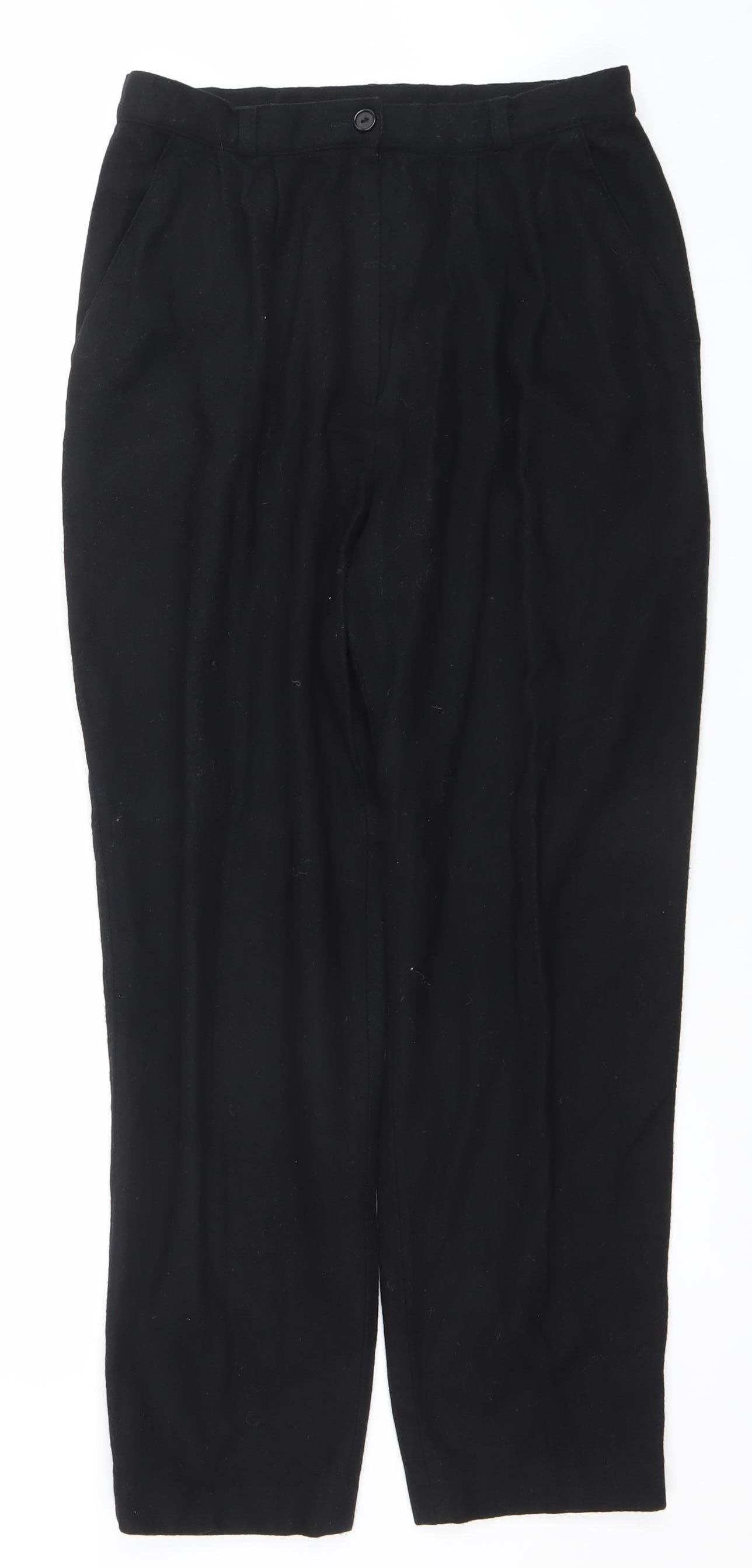 Canda Womens Black Size 16 Straight Leg Lined Wool Blend Trousers