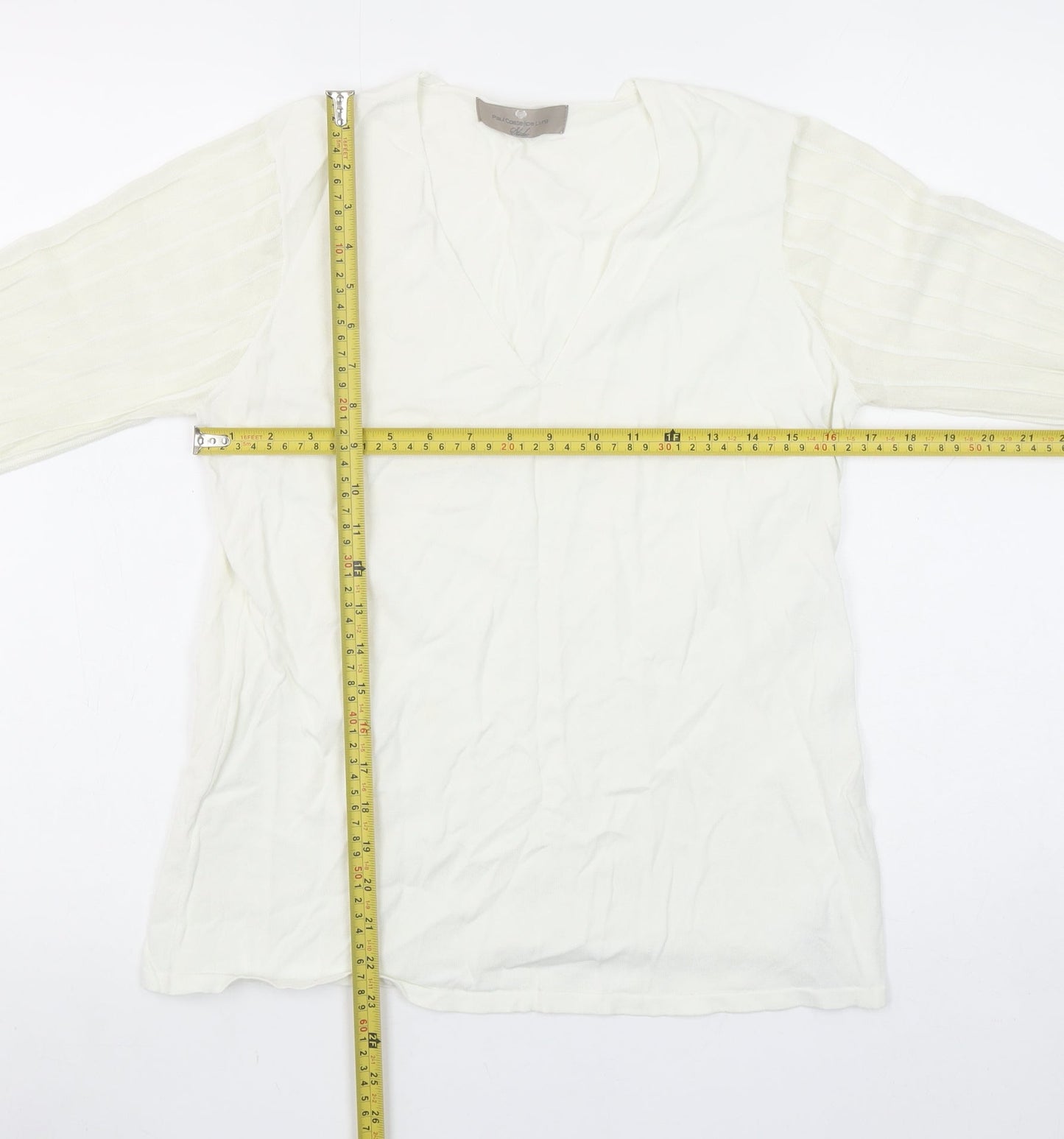 Paul Costelloe Living Women’s Ivory V-Neck Long Sleeve Blouse Size 14