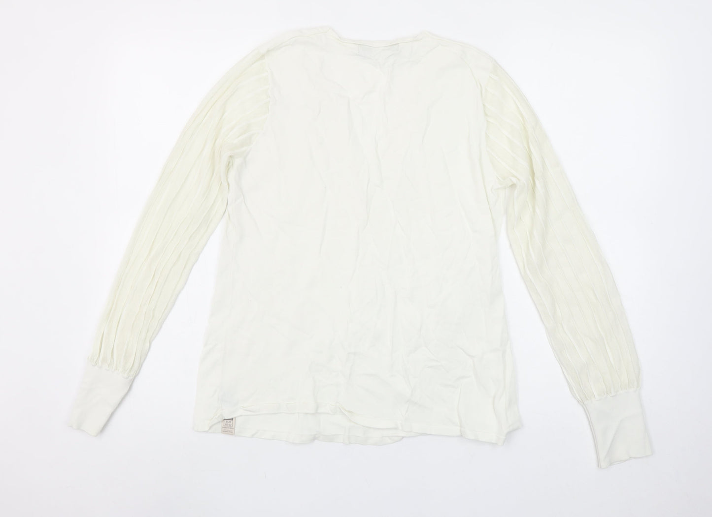 Paul Costelloe Living Women’s Ivory V-Neck Long Sleeve Blouse Size 14