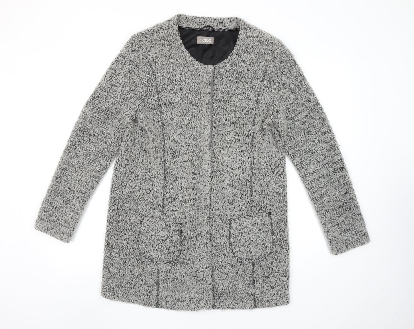 Gelco Women Grey Chunky-Knit Long Sleeve Cardigan Size 12