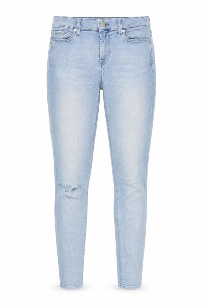7 For All Mankind Womens Blue Size 28 Skinny Mid Rise Distressed Jeans