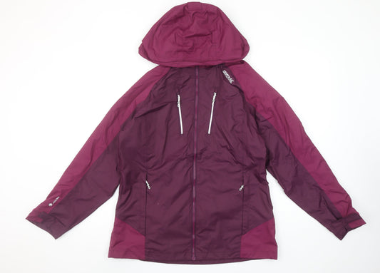 Regatta Women's Purple Waterproof Hooded Rain Jacket Size 14