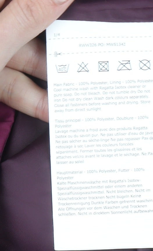 Regatta Women's Purple Waterproof Hooded Rain Jacket Size 14