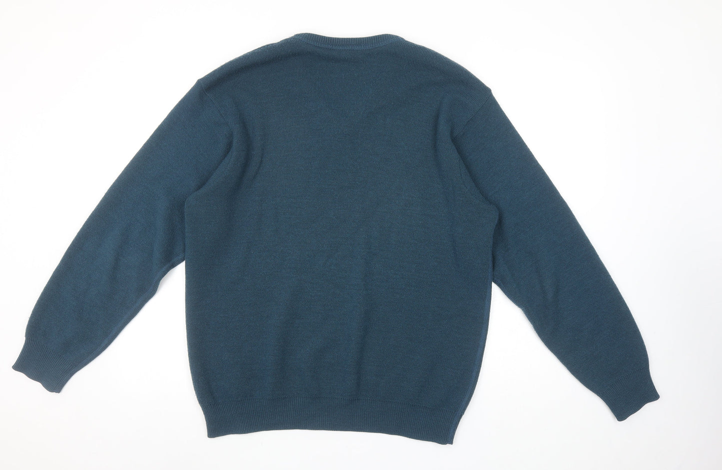Lacoste Men Blue Wool Blend V-Neck Jumper Size M