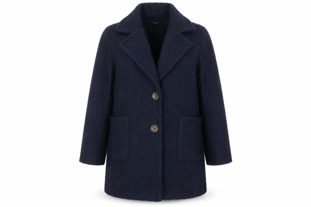 Dunnes Women's Navy Blue Mid-Length Button Coat Size 14