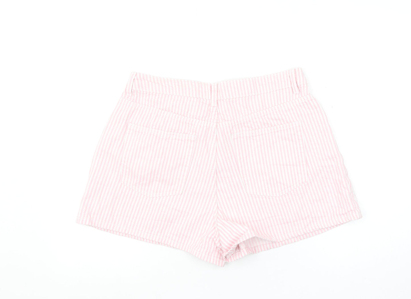 Primark Women’s Pink Striped Cotton Chino Shorts Size 14