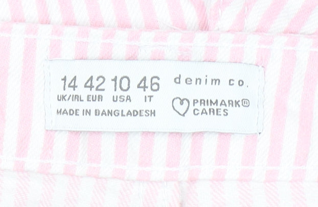 Primark Women’s Pink Striped Cotton Chino Shorts Size 14