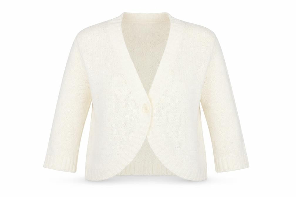 Dunnes Women’s Ivory Chunky-Knit V-Neck 3/4 Sleeve Cardigan M