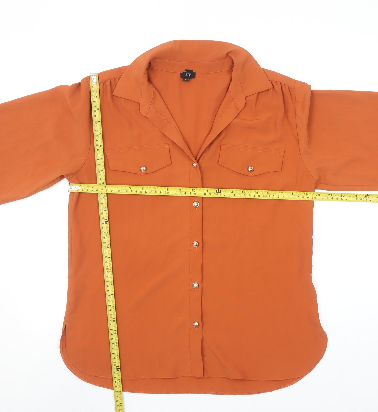 River Island Women's Brown Long Sleeve Button Blouse Size 10