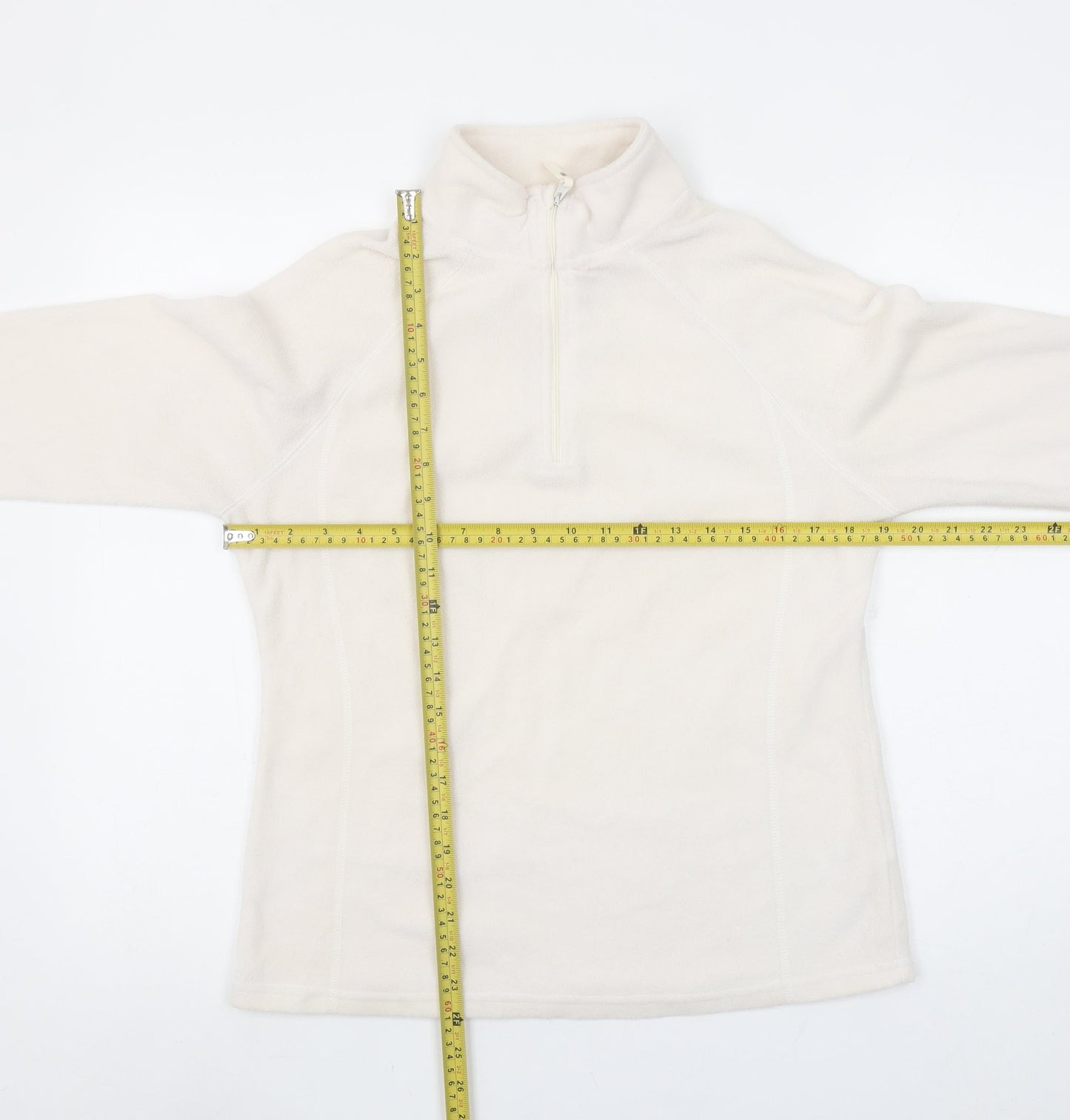 Atmosphere Women Ivory Fleece Pullover Sweatshirt Size 12 1/2 Zip Classic Fit