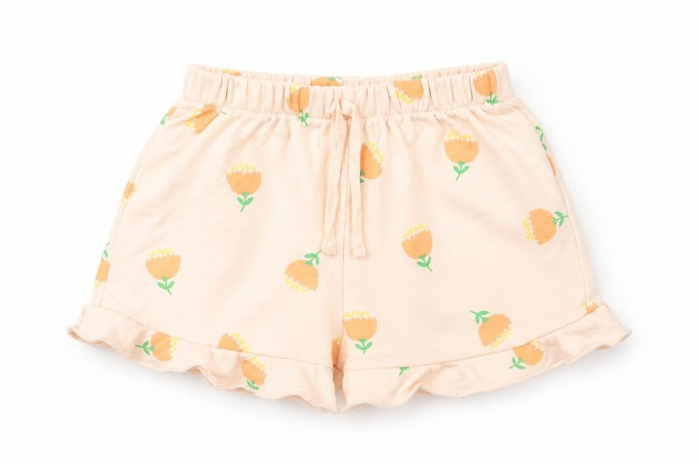 Zara Girls Pink Floral Ruffle Jersey Shorts Size 5 Years