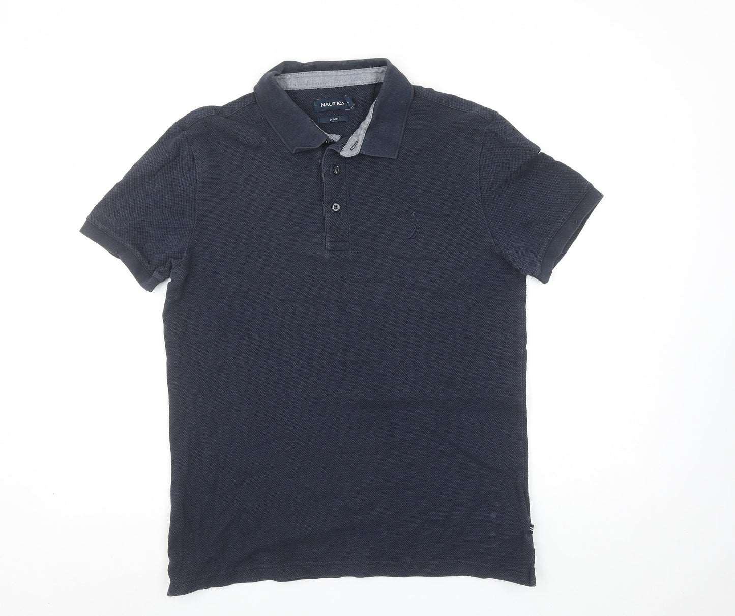 Nautica Men's Blue Slim Fit Short Sleeve Polo Shirt Size L