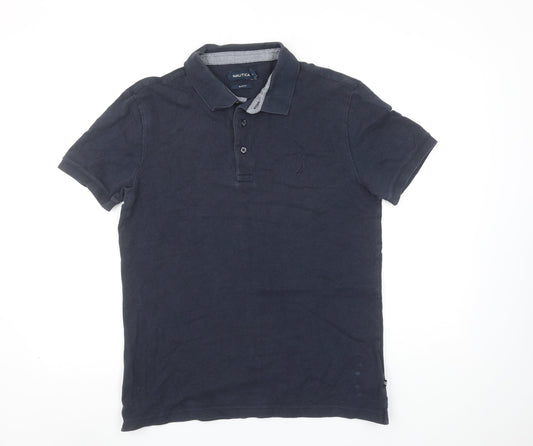 Nautica Men's Blue Slim Fit Short Sleeve Polo Shirt Size L