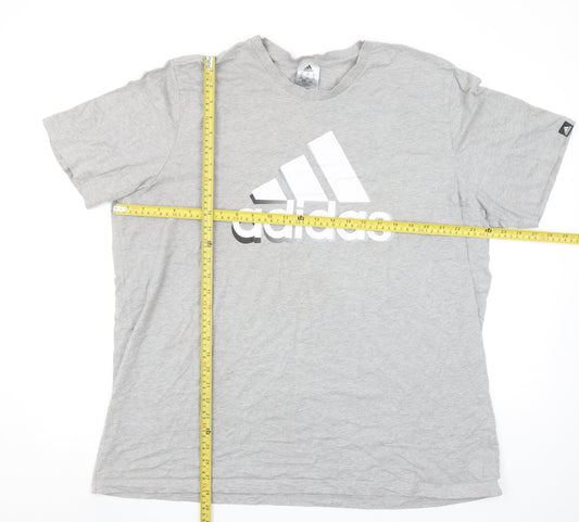 Adidas Men's Grey 2XL Classic Crew Neck Logo T-Shirt