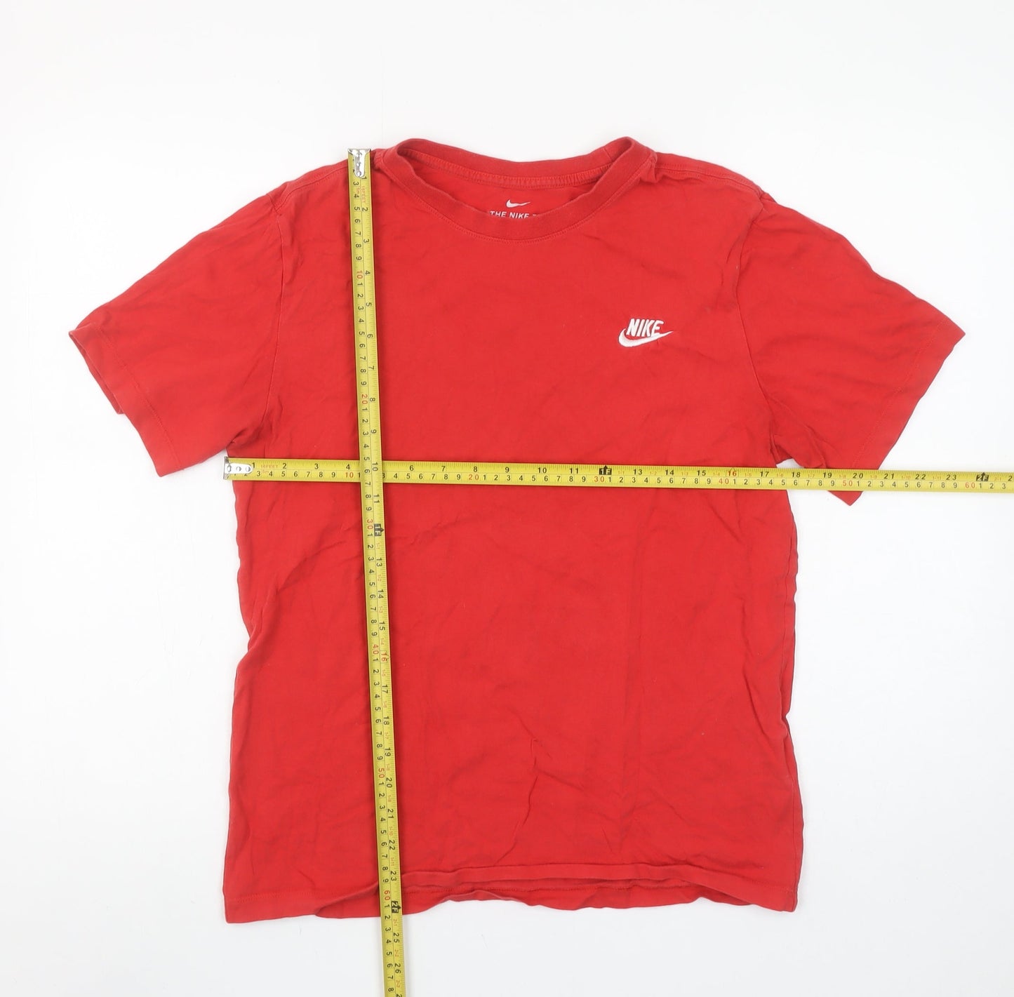 Nike Men's Red Small Sports Crew Neck Cotton T-Shirt