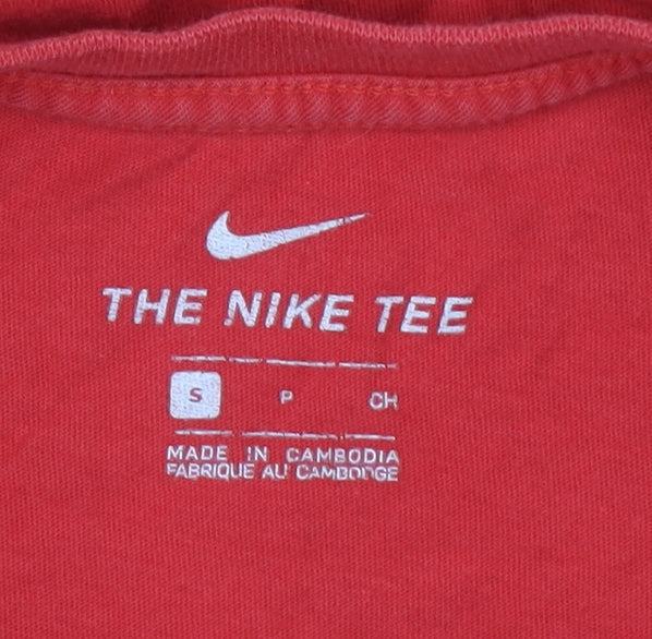 Nike Men's Red Small Sports Crew Neck Cotton T-Shirt
