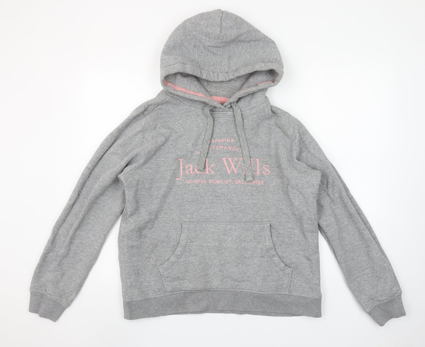 Jack Wills Women's Grey Hooded Pullover Sweatshirt UK 16