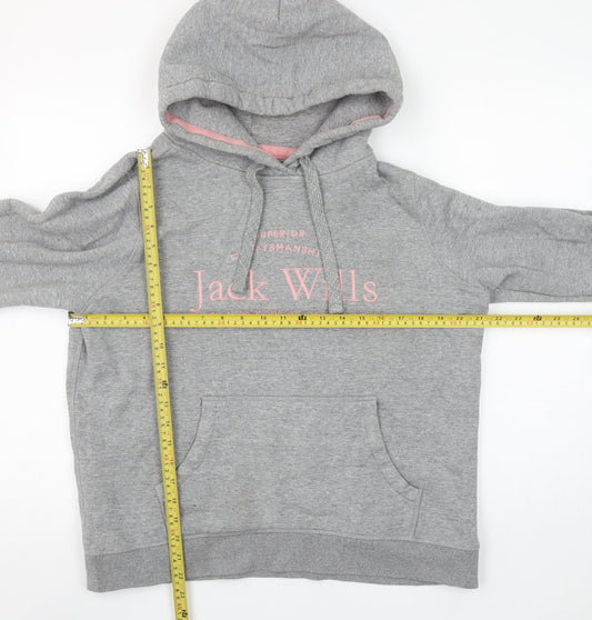 Jack Wills Women's Grey Hooded Pullover Sweatshirt UK 16