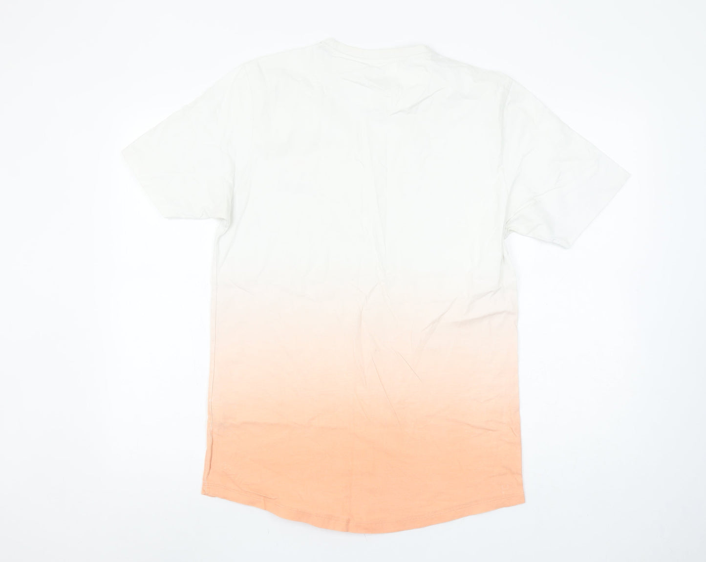 Diesel Men's White and Peach Gradient Cotton T-Shirt Size M