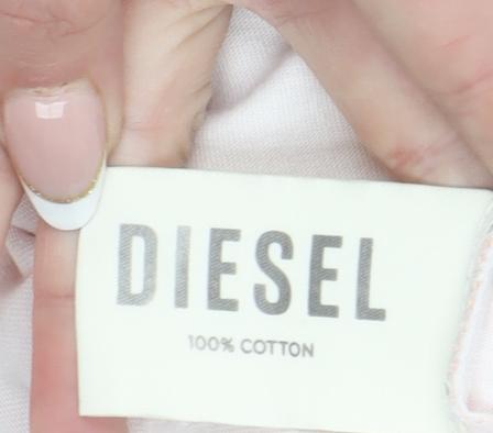 Diesel Men's White and Peach Gradient Cotton T-Shirt Size M