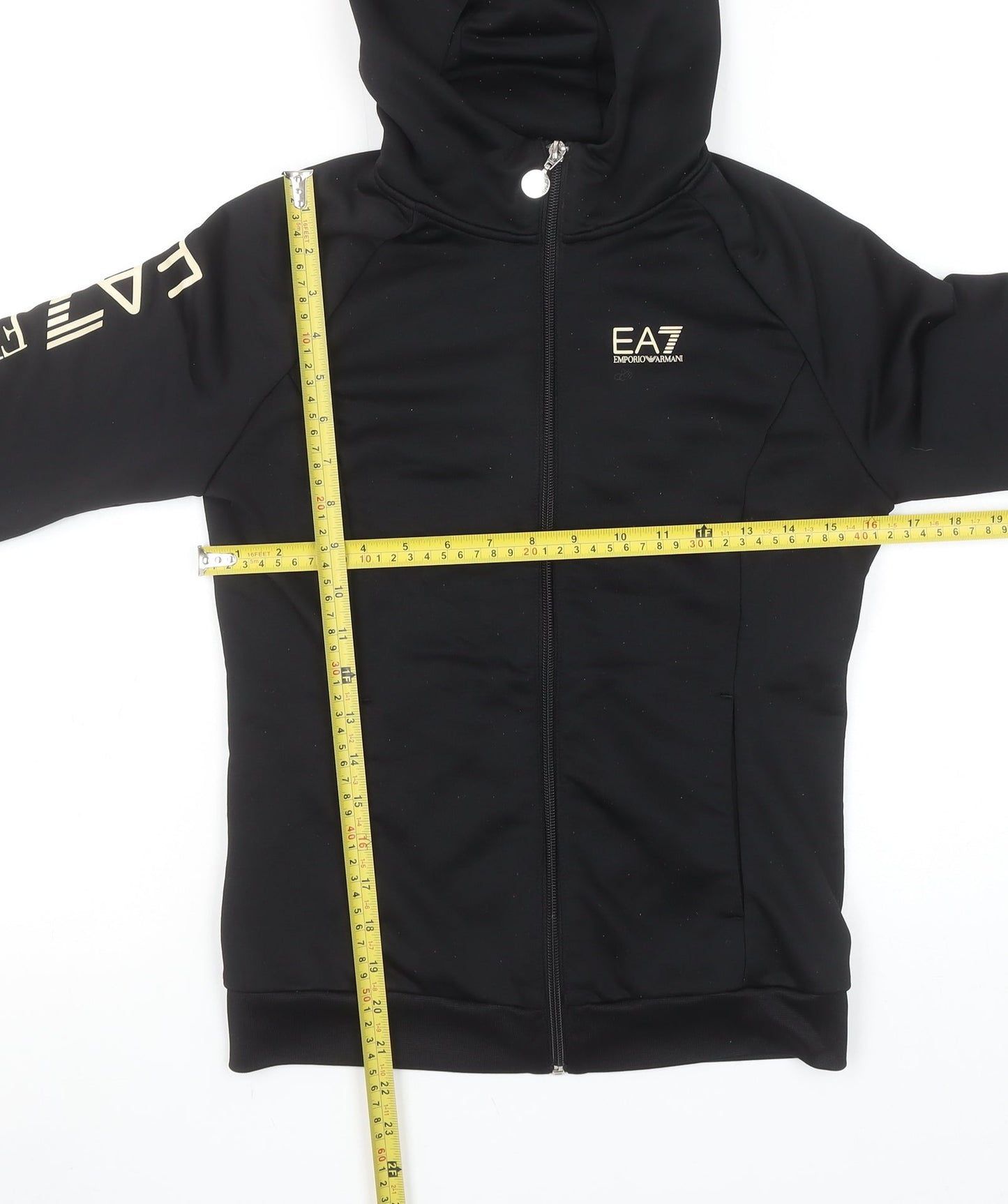 Emporio Armani EA7 Men's Black Full Zip Hoodie Size L Slim Fit Designer