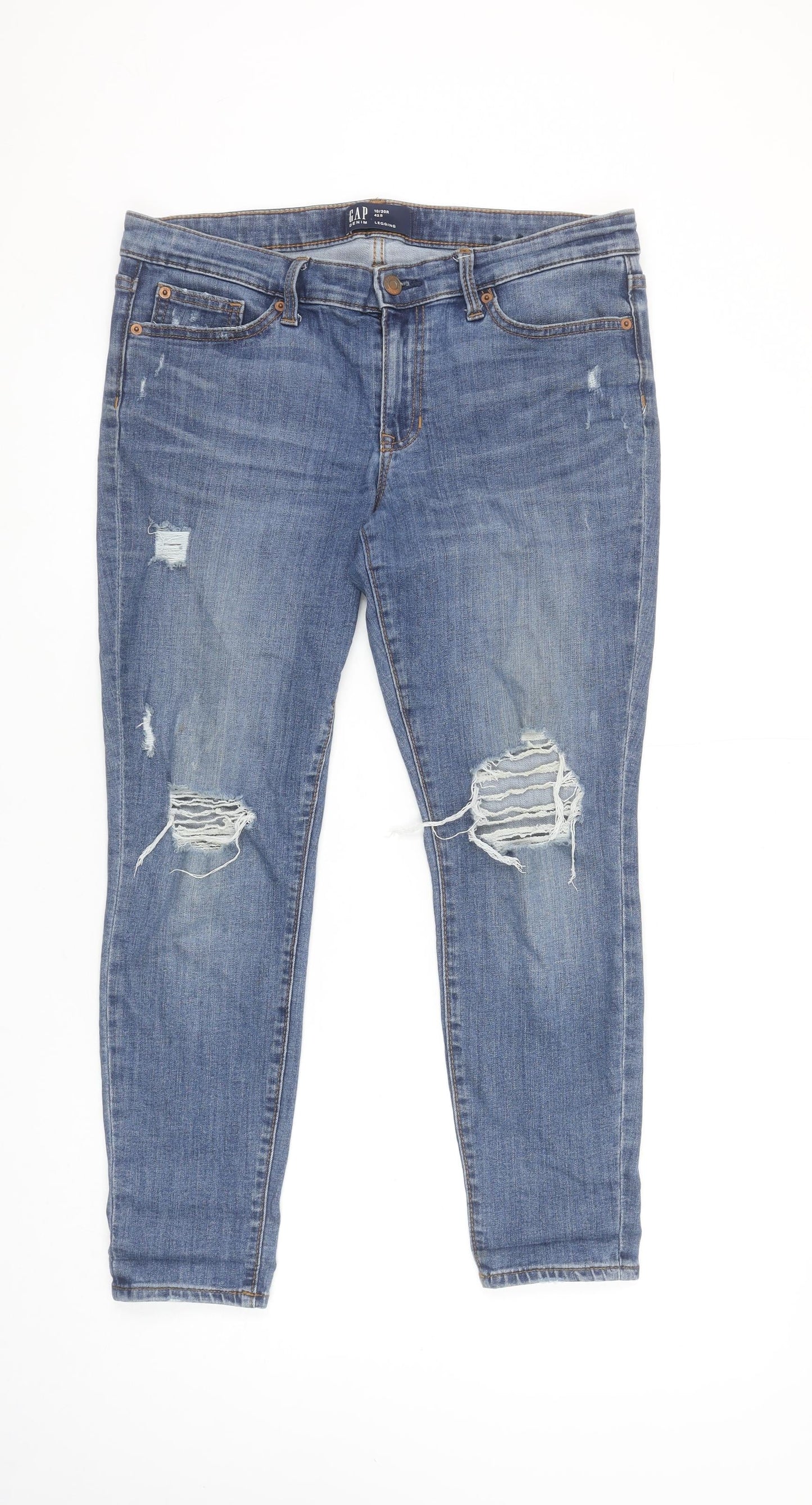 GAP Womens Blue Distressed Mid Rise Jegging Jeans Size 10R