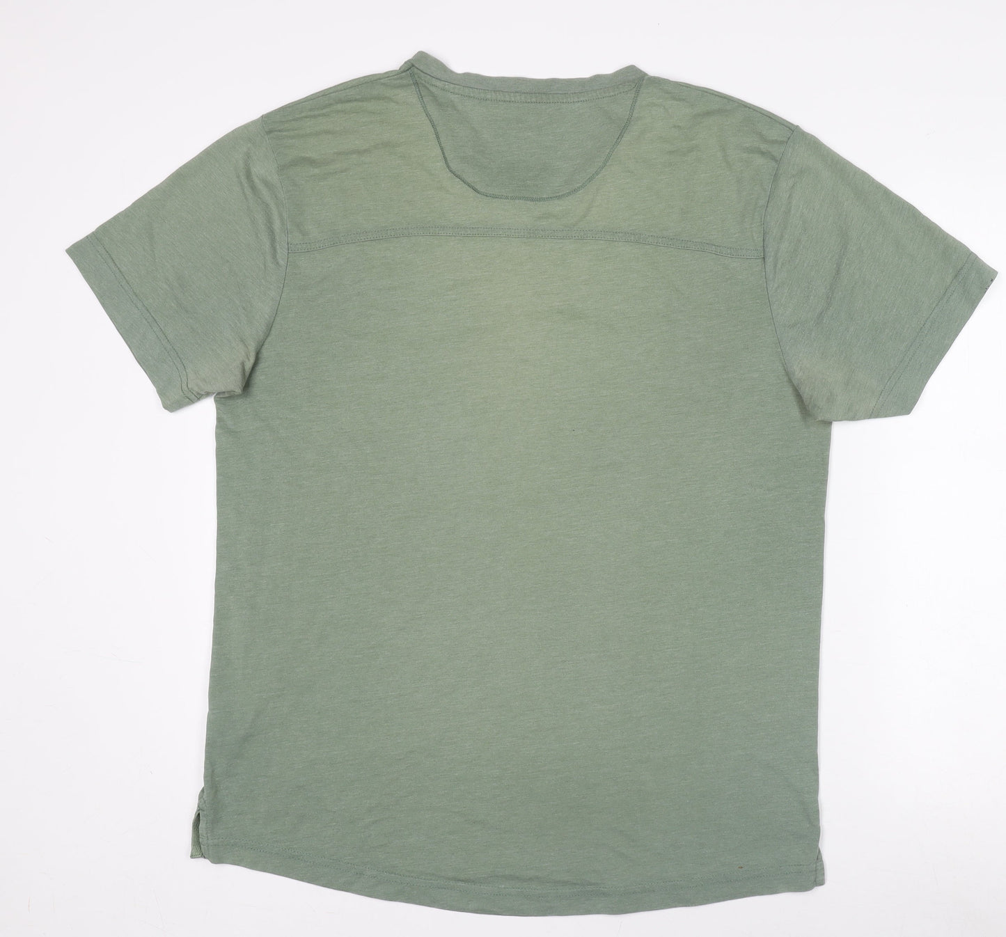 Firetrap Men's Green XL Henley Short Sleeve T-Shirt