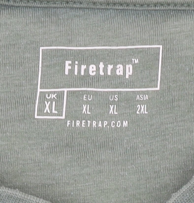Firetrap Men's Green XL Henley Short Sleeve T-Shirt