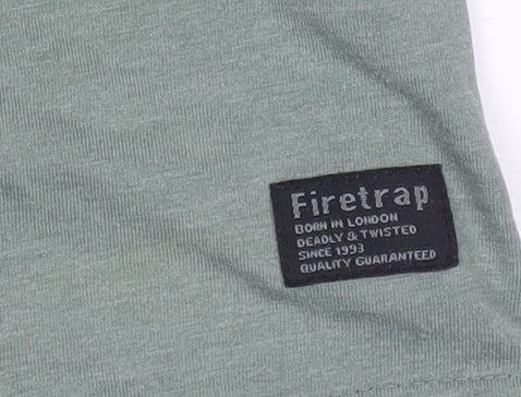 Firetrap Men's Green XL Henley Short Sleeve T-Shirt