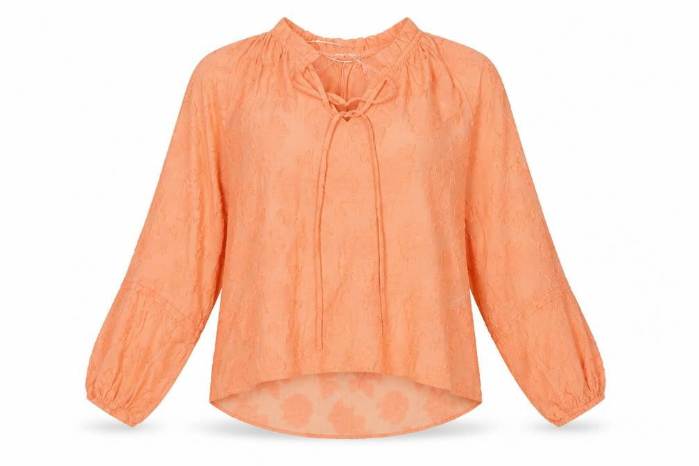 Gallery Women’s Orange Floral Chiffon Tunic Blouse Size L