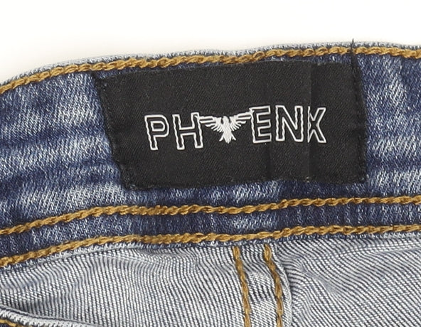 PHOENIX Women's Blue Straight Leg Denim Jeans Size 32 Regular Fit