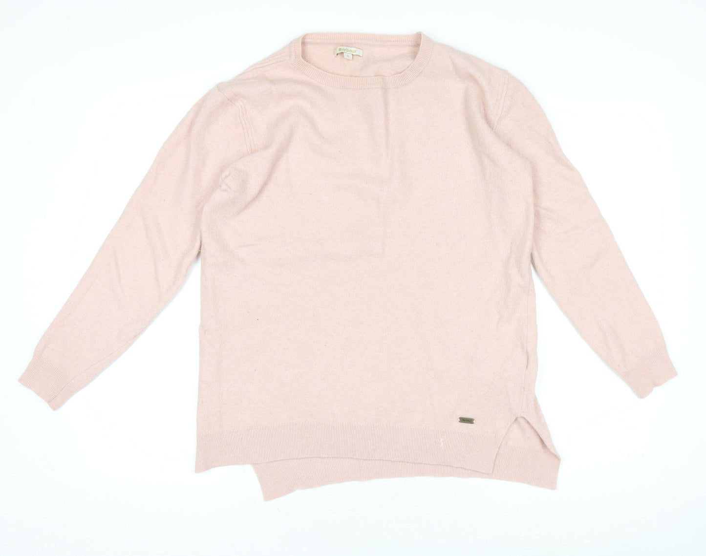 Barbour Women's Pink Wool Cashmere Crew Neck Jumper Size 16