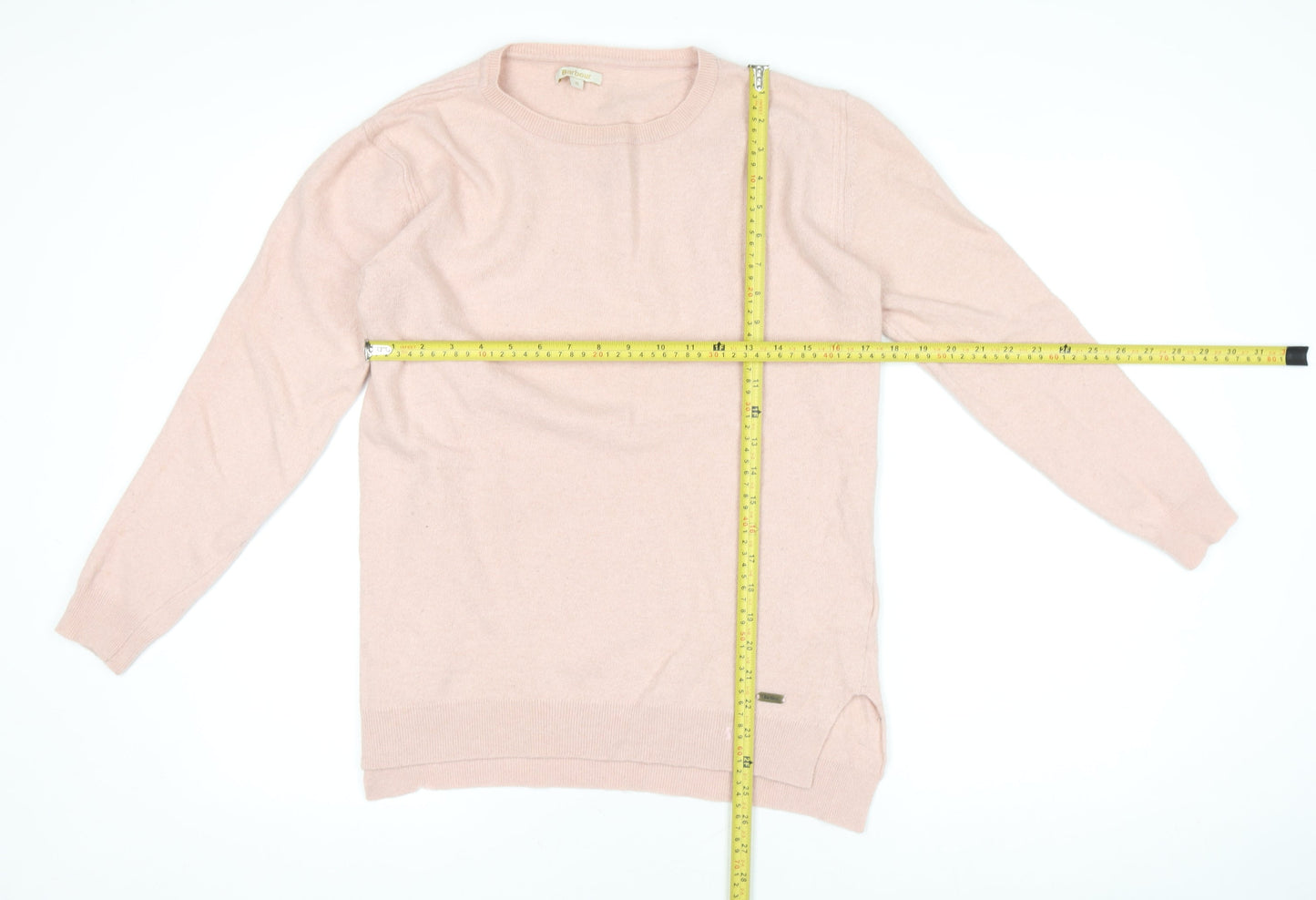 Barbour Women's Pink Wool Cashmere Crew Neck Jumper Size 16