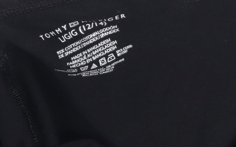 Tommy Hilfiger Girls Black Ankle Leggings 12-14 Years Cotton Stretch Logo