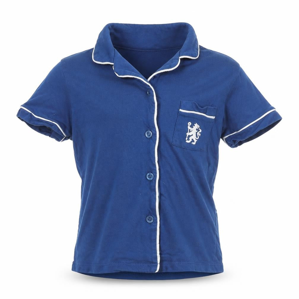Chelsea FC Boys Blue Button-Up Shirt 4-5 Years Cotton Logo Top