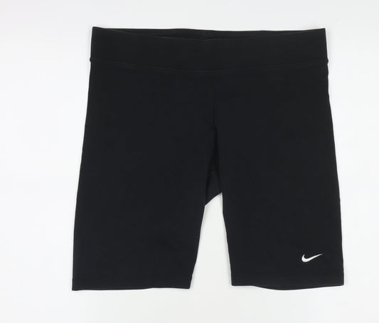 Nike Women's Black Biker Activewear Shorts Size L Stretch Gym Shorts