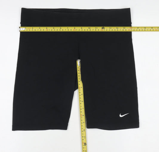 Nike Women's Black Biker Activewear Shorts Size L Stretch Gym Shorts