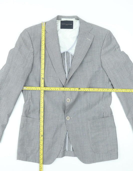 Tommy Hilfiger Men's Grey Striped Wool Blazer Jacket 48 Regular
