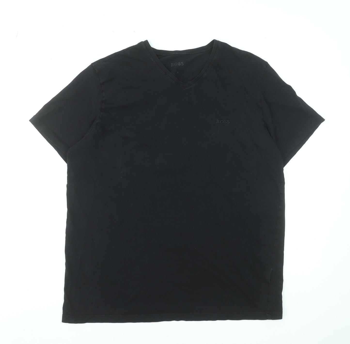 BOSS Men's Black V-Neck Cotton T-Shirt Size L Regular Fit
