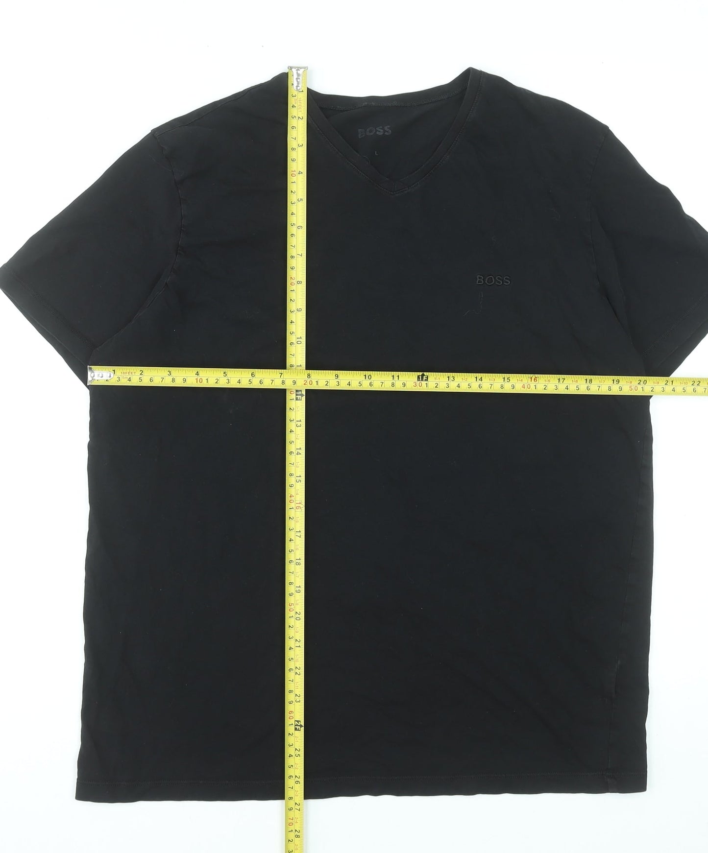 BOSS Men's Black V-Neck Cotton T-Shirt Size L Regular Fit