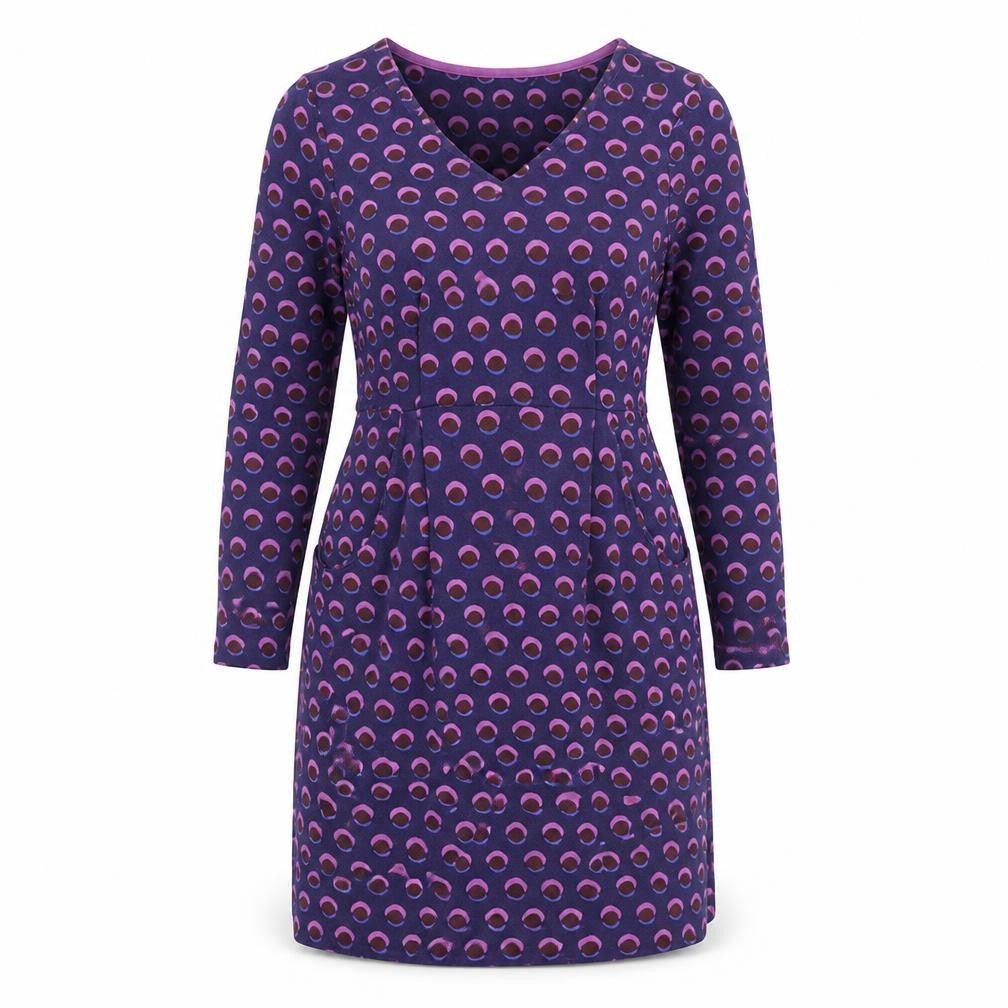 White Stuff Women Purple Polka Dot Knee Length Shift Dress UK 10