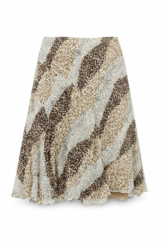 Marks and Spencer Women Brown Animal Print A-Line Midi Skirt Size 10