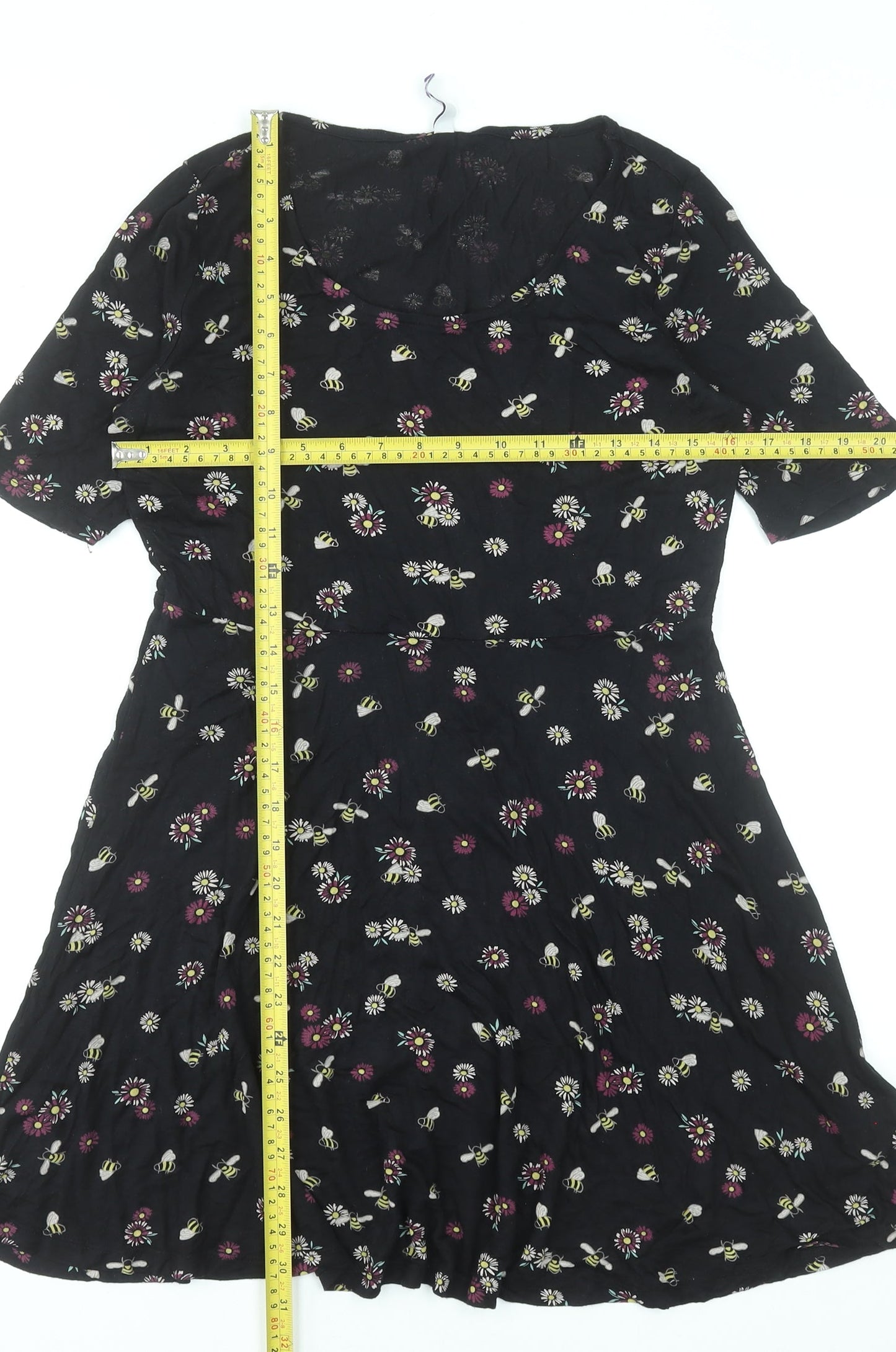 By Henry Holland Women Black Floral Bee Short Skater Dress Size 10