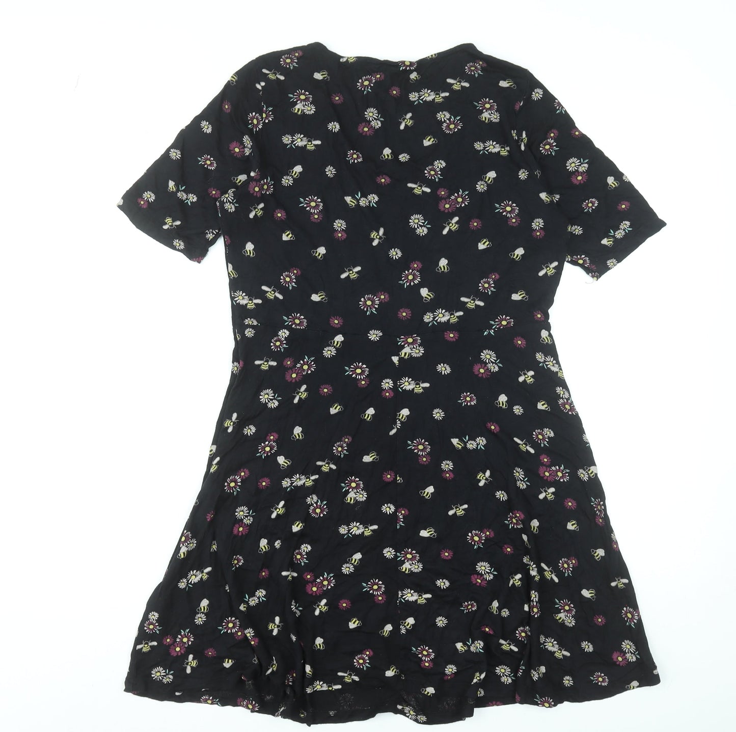 By Henry Holland Women Black Floral Bee Short Skater Dress Size 10