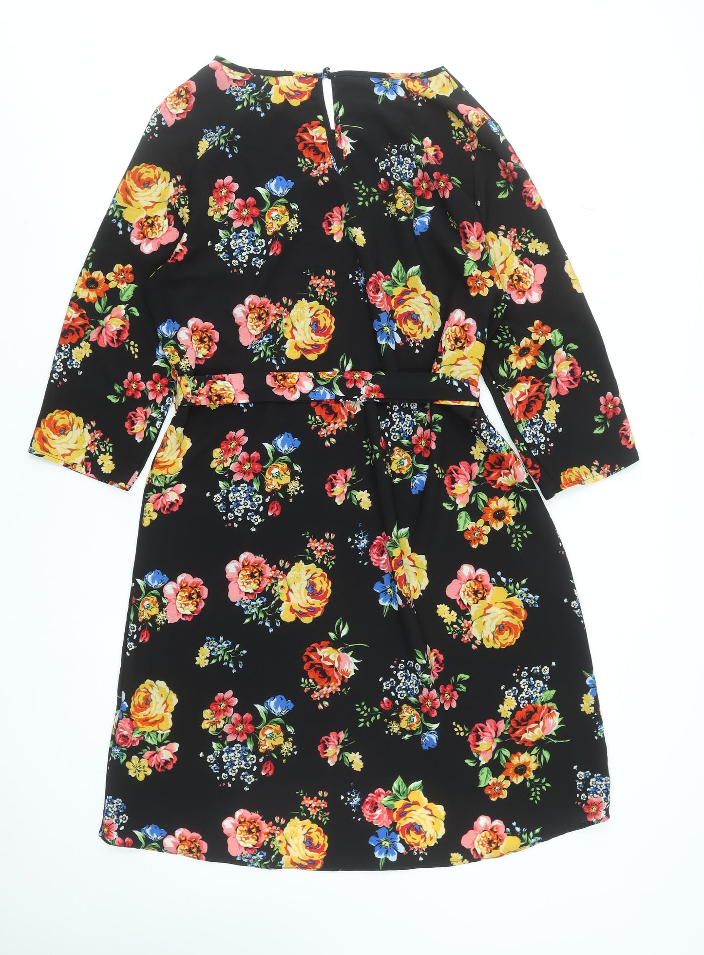 New Look Women's Multicoloured Floral Shift Dress Size 14 Knee Length